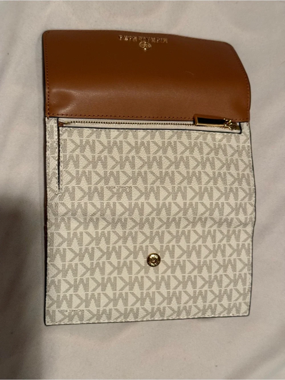 Michael Kors Brown and Cream Signature Continental Wallet